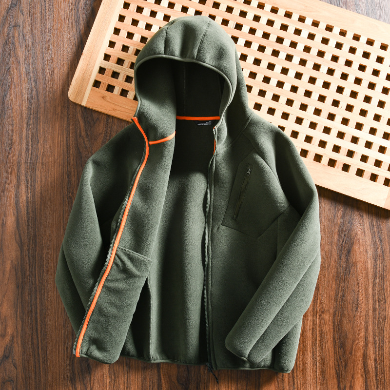 Giacca con cappuccio in pile da uomo autunno inverno calda_voghion.com