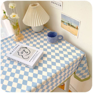 Tablecloth ins style washable waterproof oil-proof high-grade dining table fabric coffee table student dormitory Plaid desk table mat