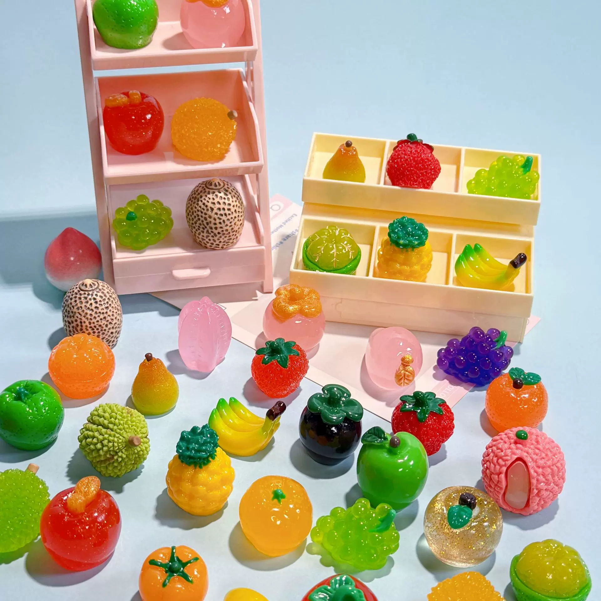 实色+夜光立体水果树脂盲袋DIY饰品配件微缩微景观摆件娃娃屋摆件