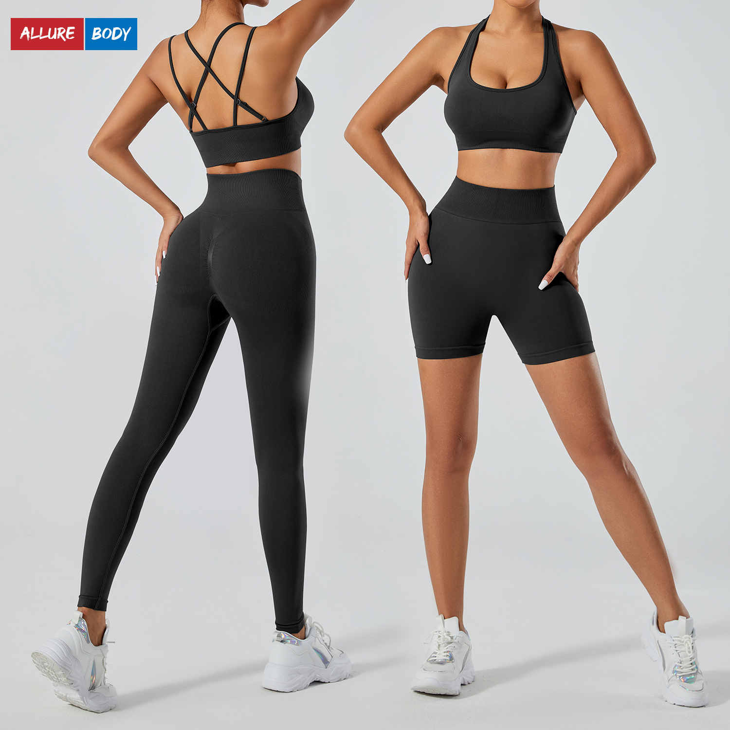 Traje de yoga ajustado europeo y americano transfronterizo, ropa de gimnasia de espalda hermosa de secado rápido para mujeres, traje deportivo de carrera delgado