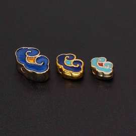 古风景泰蓝滴油烧蓝珐琅彩手串链DIY合金饰品配件祥云隔珠048