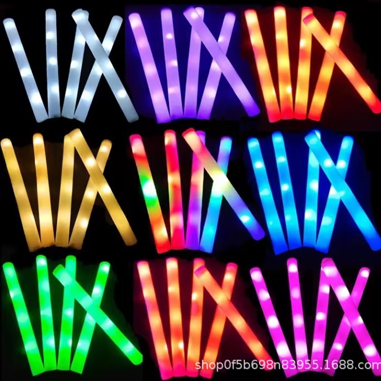 Coloridas barras de esponja fluorescente a granel de eventos de fiesta de luz nocturna, concierto de esponja luminosa, espuma flash