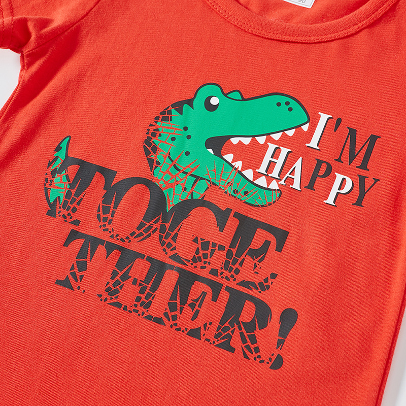 Ropa para niños Camiseta de manga corta de dibujos animados para niños Bebé Ropa de verano camisa de media manga suéter de dinosaurio guapo entrega de una pieza de moda
