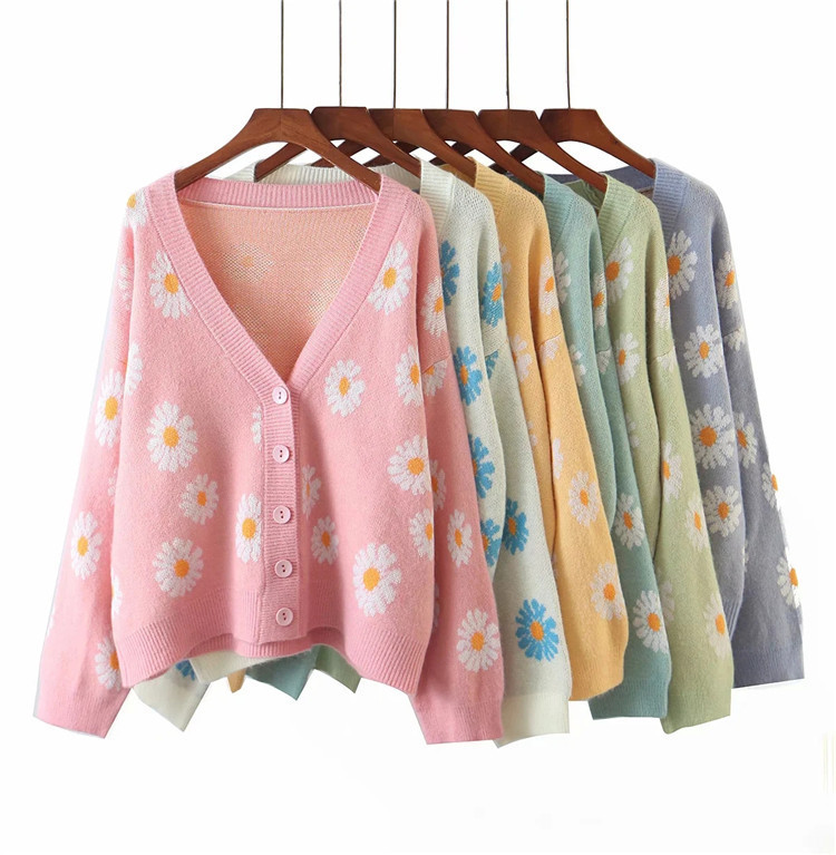 Women's Sweater Long Sleeve Sweaters & Cardigans Printing Casual Daisy display picture 1
