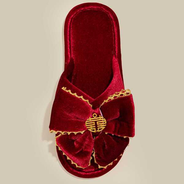 Festive red slippers