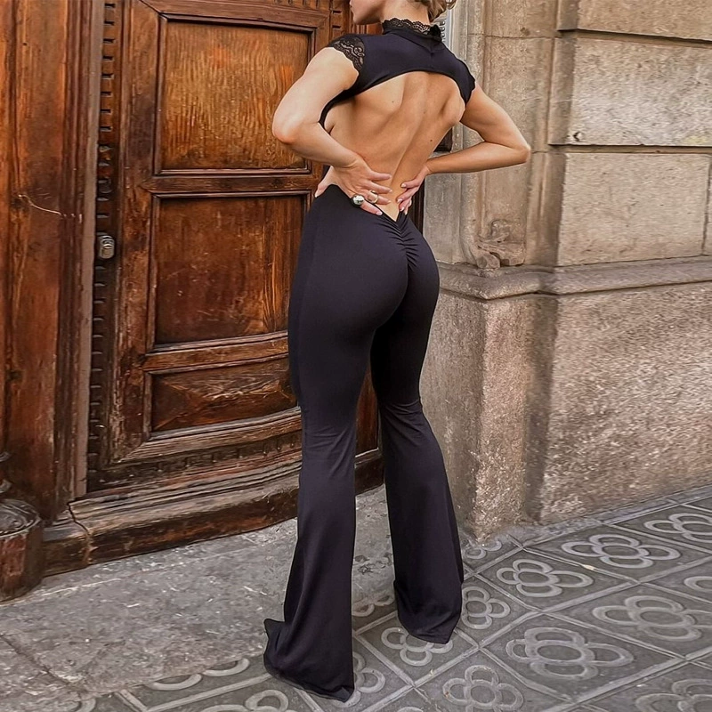 Модный sexy боди-сет, комбинезон, брюки, европейский стиль, городской стиль, без спинки