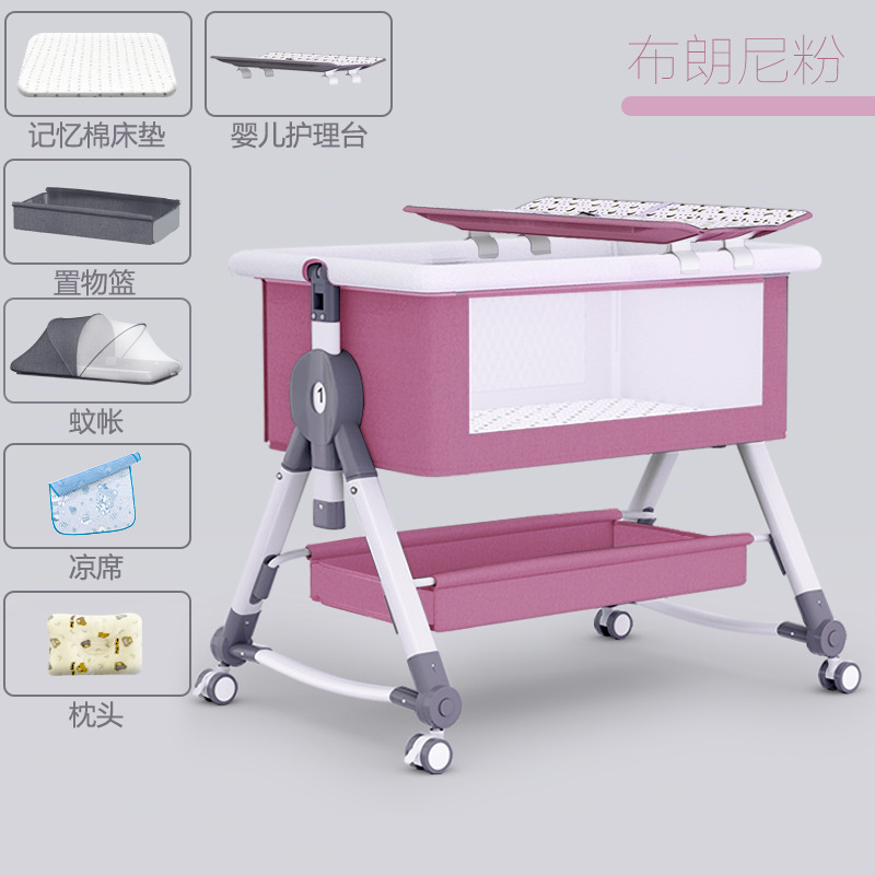 Cama para bebés de asiento plegable empalmado cama grande multifuncional portátil extraíble cama para bebés cuna cama