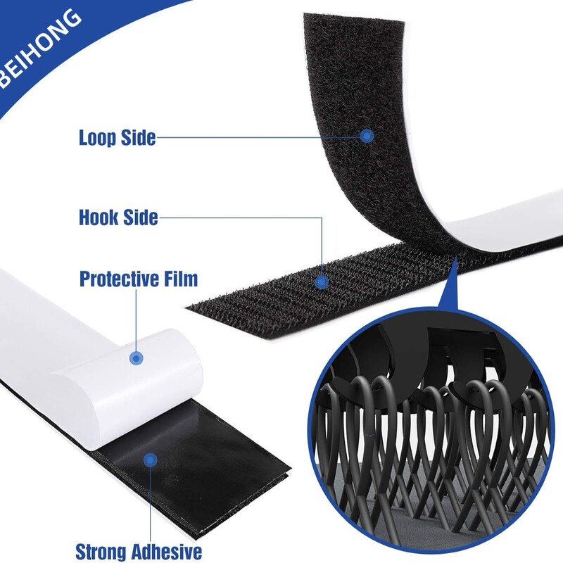 Wholesale adhesive Velcro hook wool surface self-adhesive black and white Velcro tape seamless strong double-sided adhesive sub-mother sticker