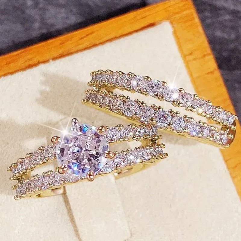 Minimalist Stackable Band And Cubic Zirconia Ring Set For Women_voghion.com