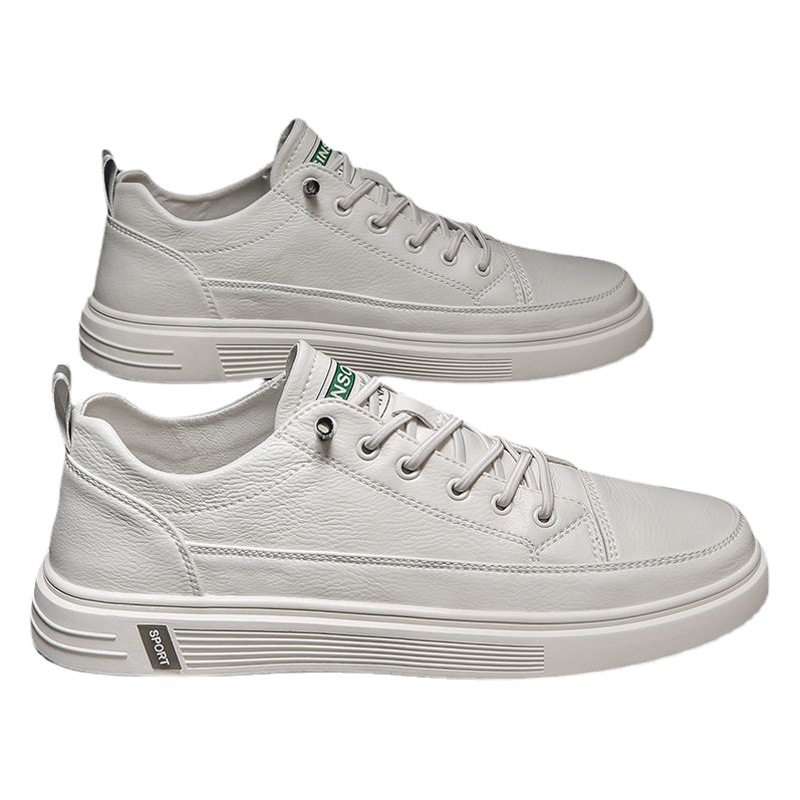 Verano de los hombres de moda transpirable casual de moda de todos los partidos de cuero impermeable zapatos blancos antideslizante resistente al desgaste de una pieza al por mayor
