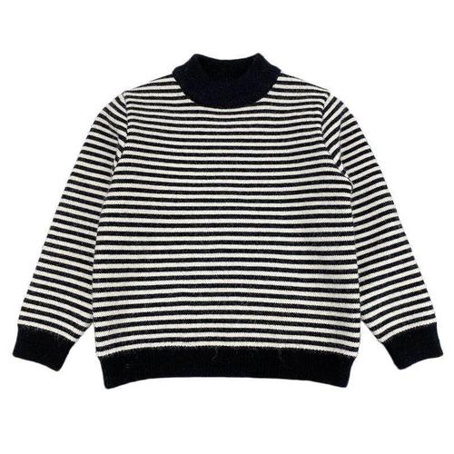 Sweater for boys, hooded, with extra padding, suitable for autumn and winter, for older children, stylish boy's children's one-piece plush striped knit base shirt