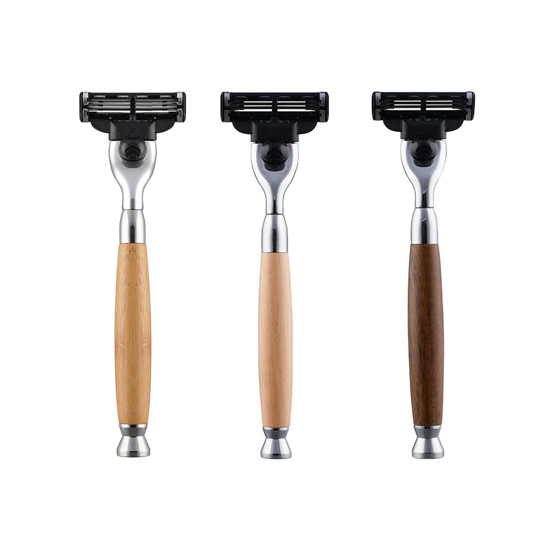 Manual Shaver manual razor three-layer knife holder three-layer Shaver solid wood handle