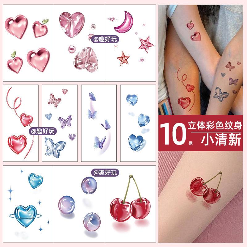 New 3D three-dimensional tattoo stickers waterproof realistic small fresh color temporary stickers to cover scars cross-border tattoo wholesale