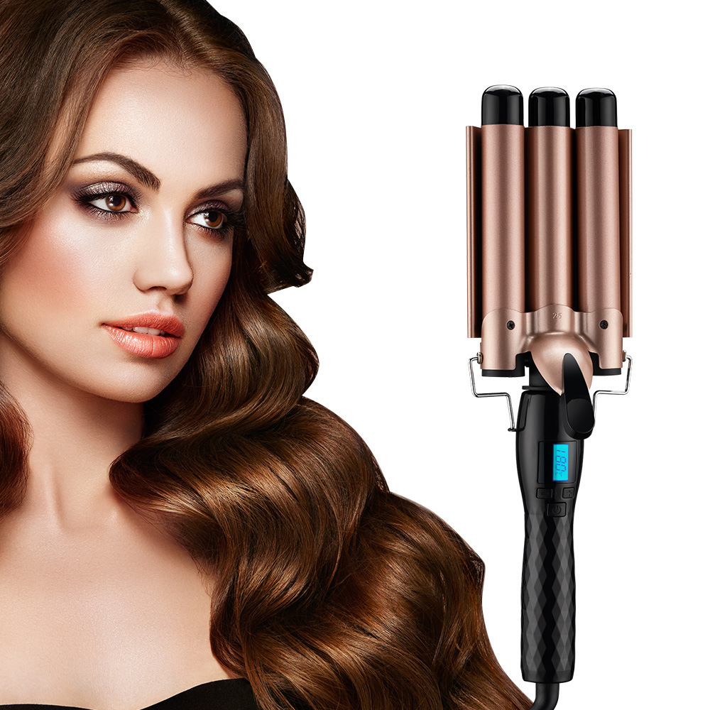 Lcd Three-Barrel Curling Iron, Three-Barrel Hair Curler, Water Wave Hair Styling Iron, Egg Roll Electric Straightener, Water Wave Styling