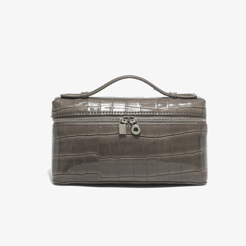 LP19 Crocodile Pattern Lunch Box Bag, New Gigi Style Kelly Lychee Pattern Leather Handbag, Simple Single Shoulder Bag for Women