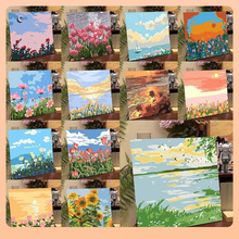 ✅花朵数字油画diy填色手工画儿童手绘填充风景郁金香数字油画批