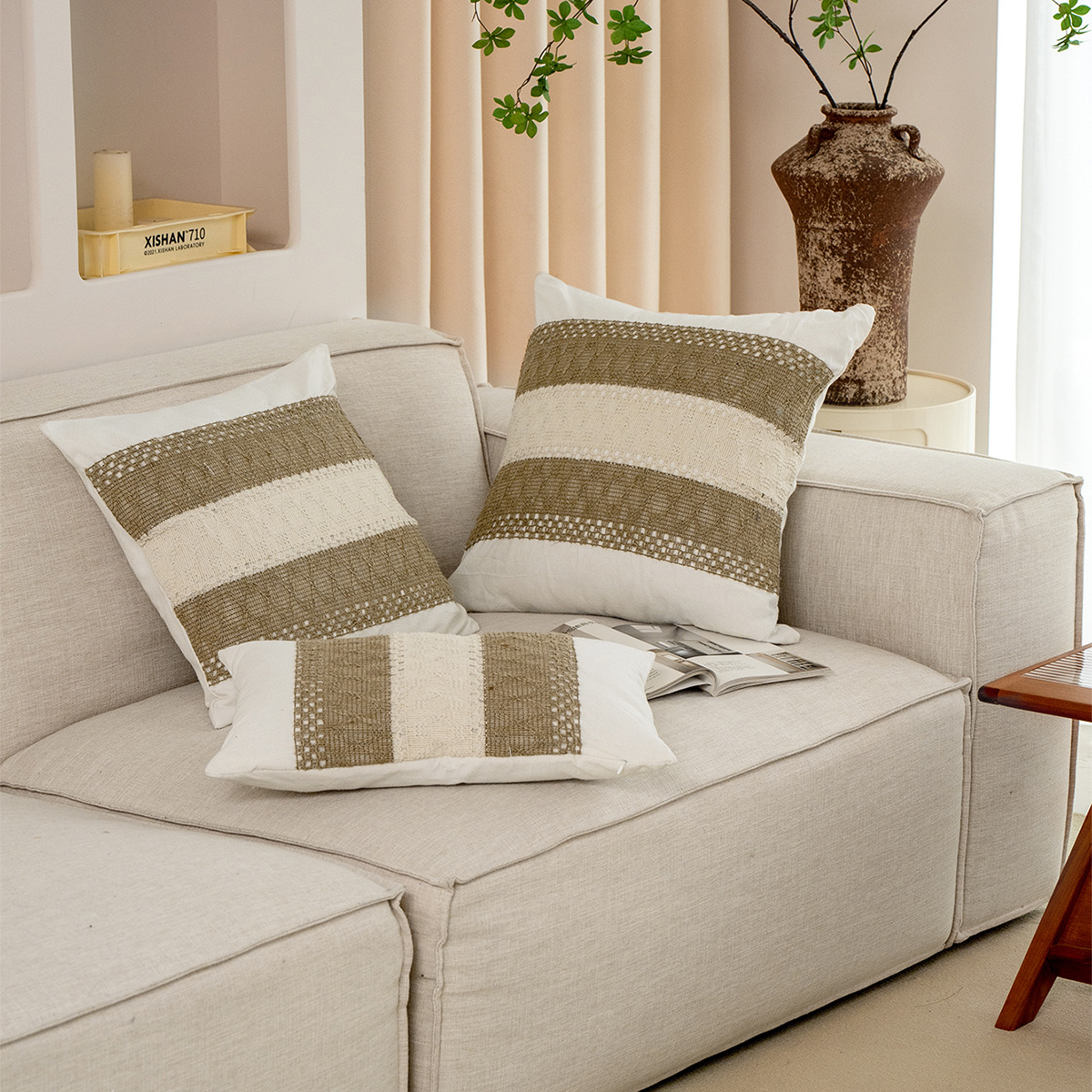 TEMU funda de almohada de imitación de lino transfronteriza sin núcleo 45x45 funda de sofá de oficina