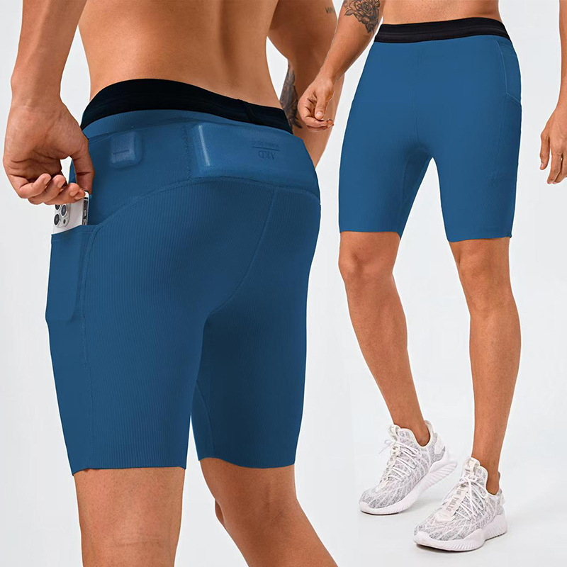 Summer professional running shorts for men with phone pocket, drawstring, lined tight pants, high-elastic compression fitness pants Summer professional running shorts for men with phone pocket, drawstring, lined tight pants, high-elastic compression fitness pants