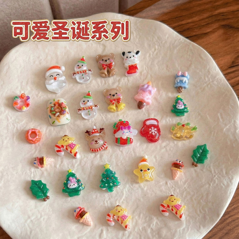 Christmas Nail Art Accessories Santa Claus Cross-Border Popular Cartoon Nail Art Accessories Wearable Nail Accessories Small Accessories
