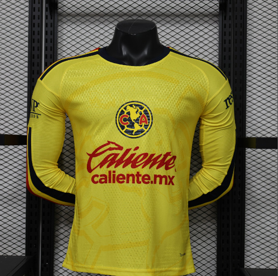 Nike x Club América 2024/25 Home Player Version Long-Sleeved Jersey Yellow