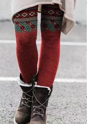 Damen Leggings Mit Buntem Joker-print Und Elastischem Bund_voghion.com