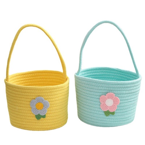 Ins-style picnic basket with creative Japanese cute hand-held fruit children's camping outdoor outdoor cotton-woven basket