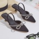2024 European and American Fashion Sandals Women's New Fashion Diamond Bow Tie Thin Heel High Heel Tip