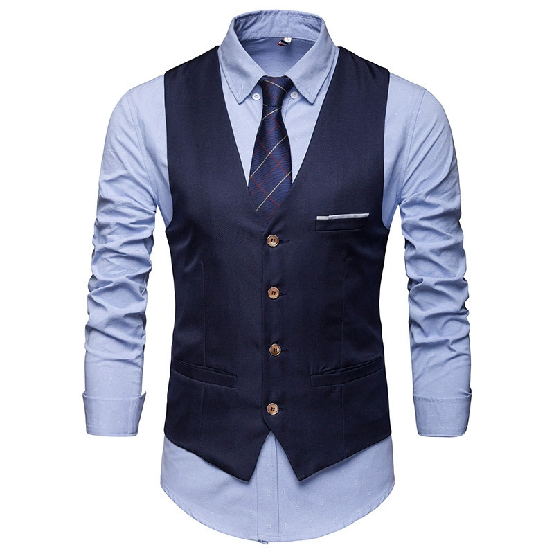 Мужской жилет для отдыха, комплект, черный классический костюм, slim fit, корейский стиль