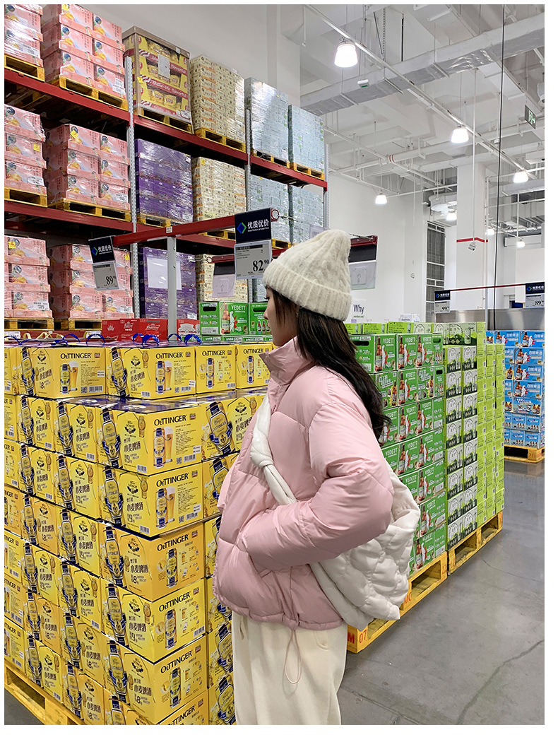 Katoenen jack dames korte 2023 winter nieuwe stijl kleine staande kraag donsjack verdikte katoenen damesjack_voghion.com