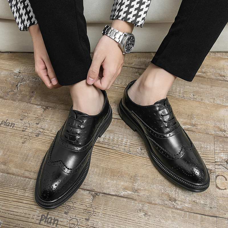Gran tamaño transfronterizo primavera y otoño negocios Bloc tallado zapatos de cuero hombre Oxford zapatos de oficina profesional image 5