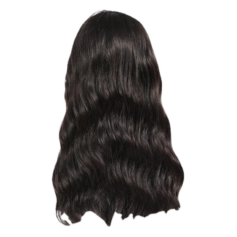 Peluca europea y americana flequillo negro largo rizado pelo onda grande seda de alta temperatura fibra química tocado multicolor pelucas opcionales