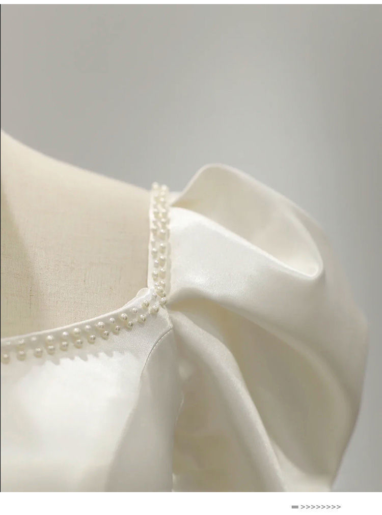 Satin Wedding Dress Main Gown 2025 New Bride Sleeve French Heavy Craft Luxurious Court Style Exit Veil With Long Train_voghion.com
