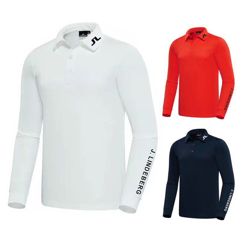 New Golf Clothing for Men, Spring and Autumn Long-Sleeved Polo Shirts, Trendy Outdoor Sports Golf Uniforms, Breathable Casual Tops