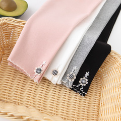 2024春秋兒童打底褲 韓版時尚開叉紐扣女童打底褲 舒適棉女童褲子