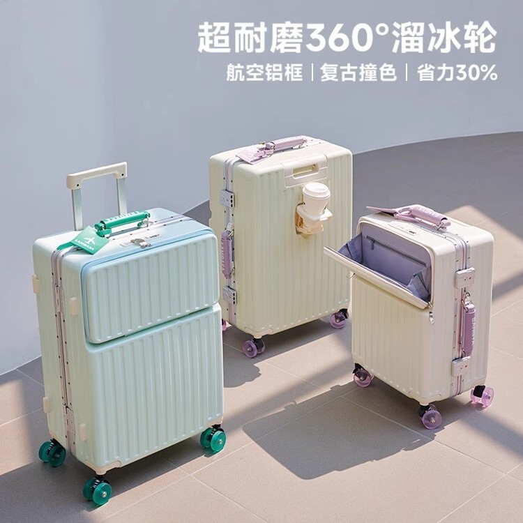 2025년 여학생을 위한 새로운 여행가방, 멋지고 튼튼하며 내구성이 뛰어난 24inch 남학생을 위한 알루미늄 프레임 비밀번호 트롤리 여행가방