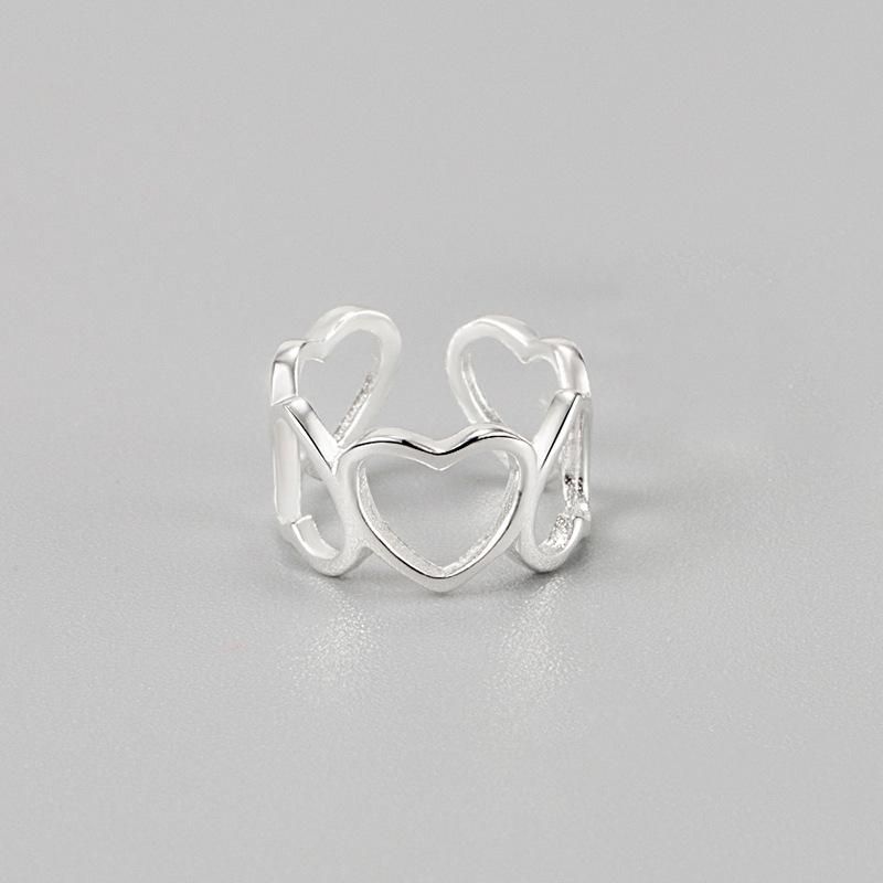 Korea S925 Sterling Silver Hollow Love Ear Bone Clip Simple No Pierced Ear Clip display picture 2