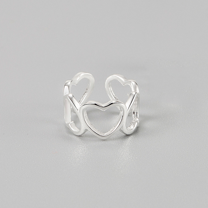 925 Sterling Silver Ear Needle Material Silver Plated Plating Material 925 Sterling Silver Heart Ear Cuffs Earrings Ear Studs