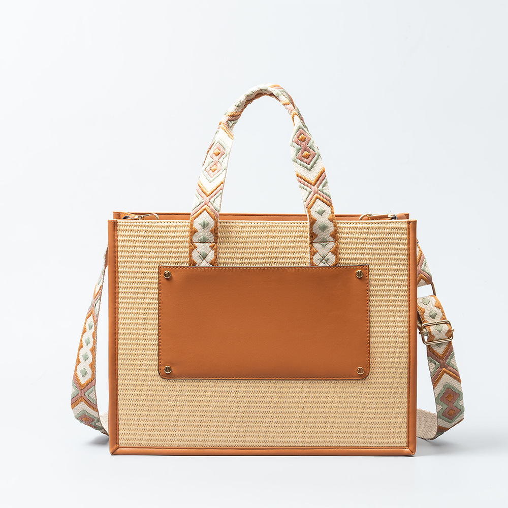 Bolsa de paja transfronteriza europea y americana bolsa de asas portátil tejida de gran capacidad nueva bolsa de Cercanías de comercio exterior bolsa de mujer de alto sentido