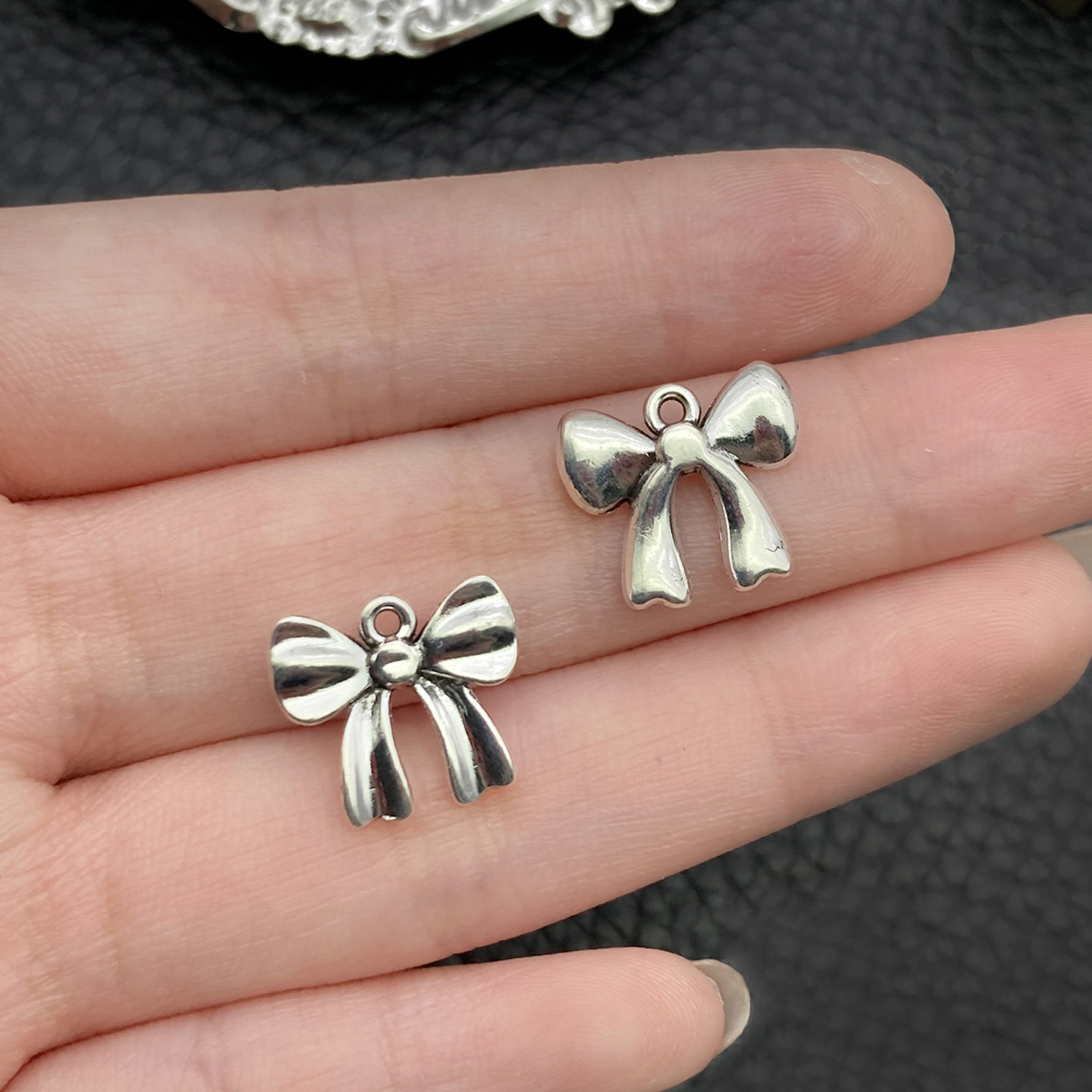 19431-M-古银锌合金绑带蝴蝶结13x14mm-1.2g