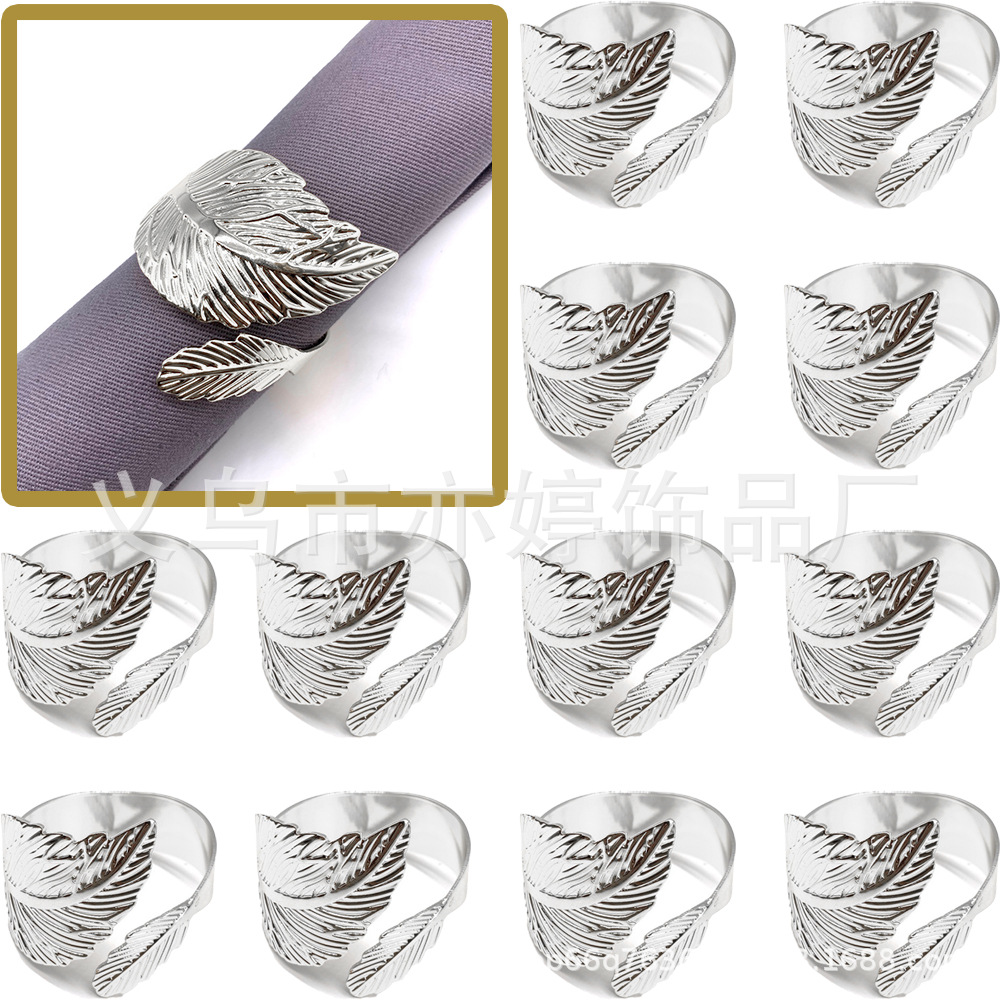 Cruz-frontera Venta caliente hojas de metal galvanoplastia servilleta anillo partido Mesa swing placa servilleta hebilla de metal servilleta