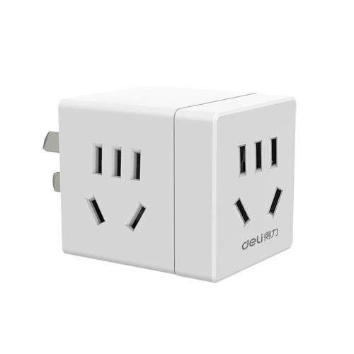 Deli 33634 wireless Rubik's Cube socket 1 to 3 hole power converter plug-in strip conversion socket plug-in board