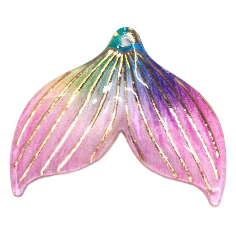 Lindo DIY solo agujero colorido sirena cola 25*30mm teléfono móvil Shell Patch ropa joyería Accesorios