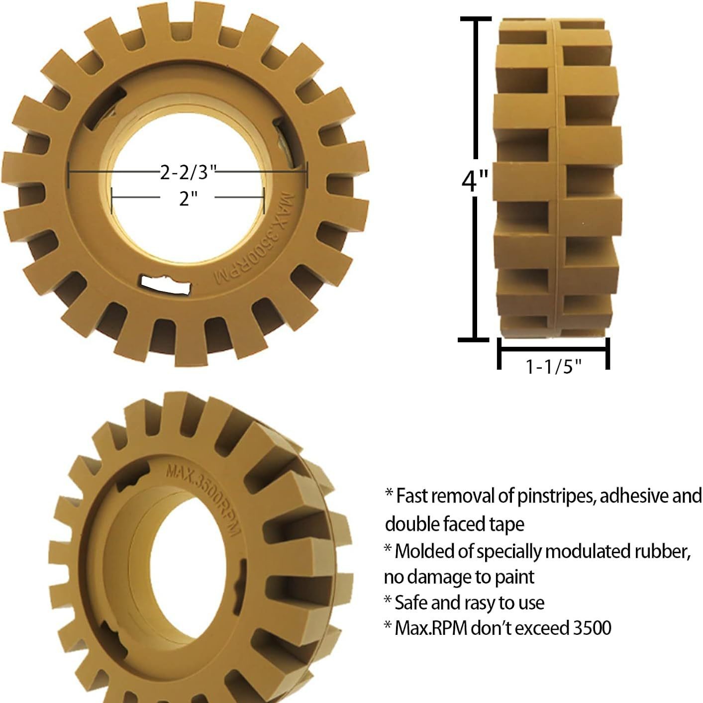 跨境4寸100mm齿轮状除胶轮去胶盘 气动除胶除漆橡胶轮除胶盘