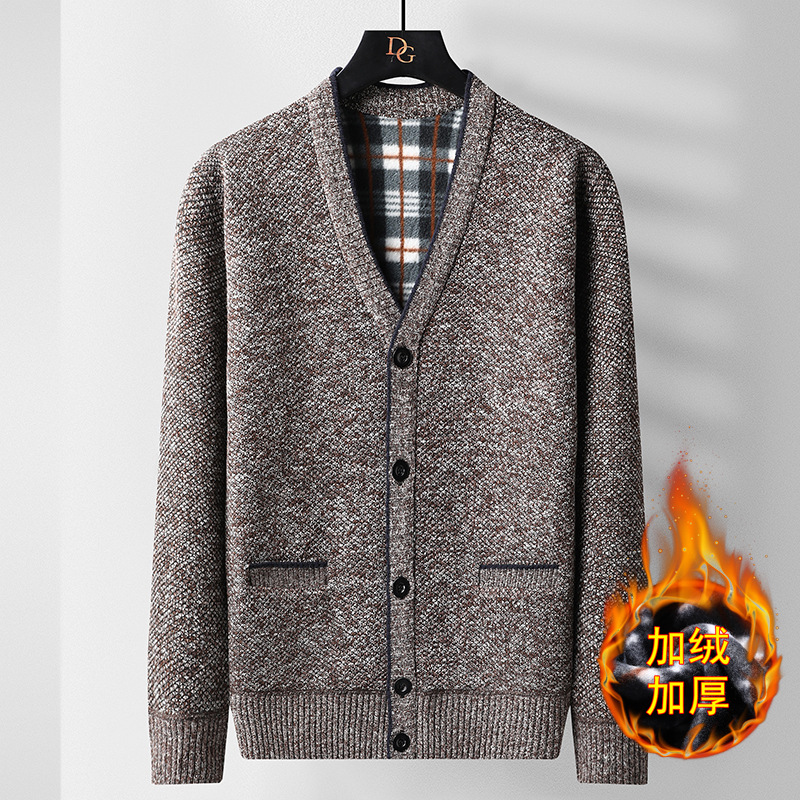 Chaqueta de punto transfronteriza Otoño e Invierno de los hombres de mediana edad y ancianos ropa al aire libre con cuello en V abrigo de suéter de pecho suelto de los hombres ocasionales