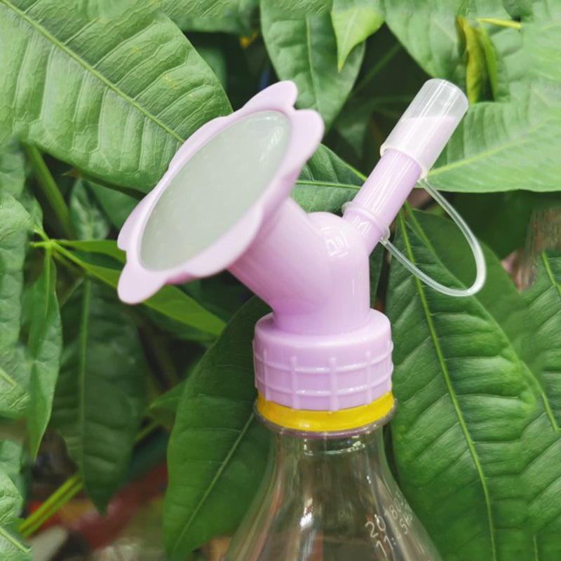 The flower watering nozzle head can be cleaned with a Coke bottle