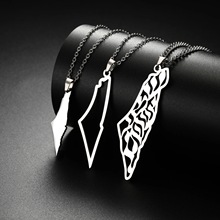 以色列地图项链女士男士不锈钢吊坠项链国家地理珠宝礼品现货批发