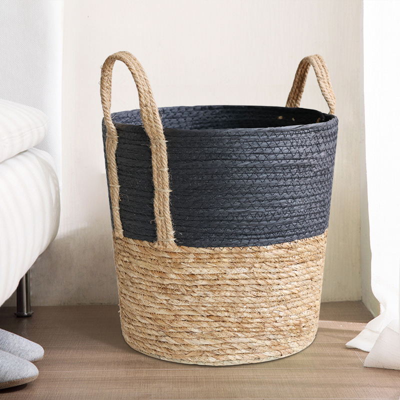 定制厂销草编收纳盒桌面整理筐创意收纳箱脏衣杂物收纳篮布艺收纳