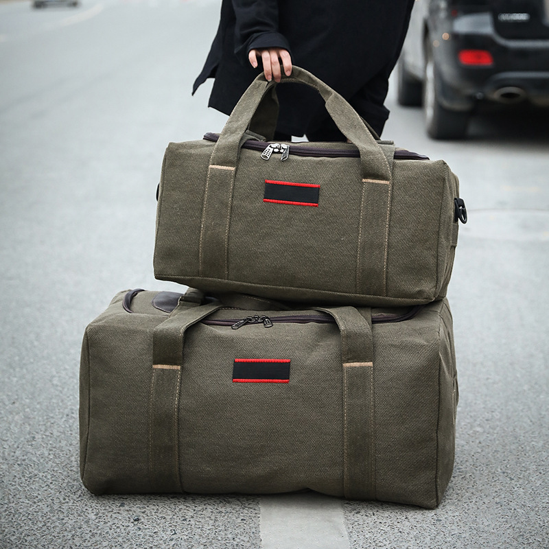 Large Capacity travel bag canvas bag luggage bag men's portable travel bag women's short-distance travel bag thickened travel bag