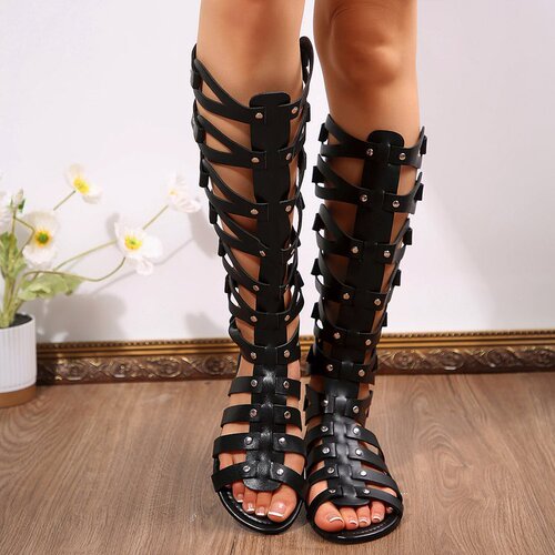 Summer 2025 Korean Style Fashion Fish-Toe Back-Zip Flat Casual Large Women's Roman Thin Strap Sandal