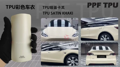 Tpu Color Changing Film Customized: Automotive Film - customizable-color-change-tpu-satin-khaki
